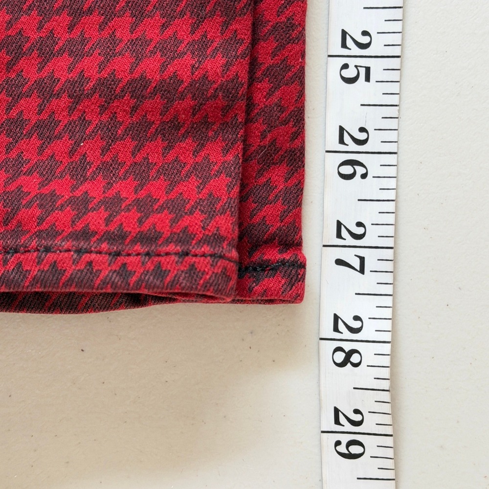 NWOT New Hudson Barbara High Rise Super Skinny Stretch Jeans Houndstooth Red 32 - Picture 9 of 10